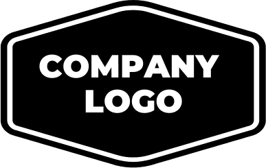 A black, hexagonal badge with a white border containing the words "COMPANY LOGO" in bold, white, uppercase letters centered inside—perfect for an electrician Cook and Will County or Electrical Services Cook and Will County business in IL.
